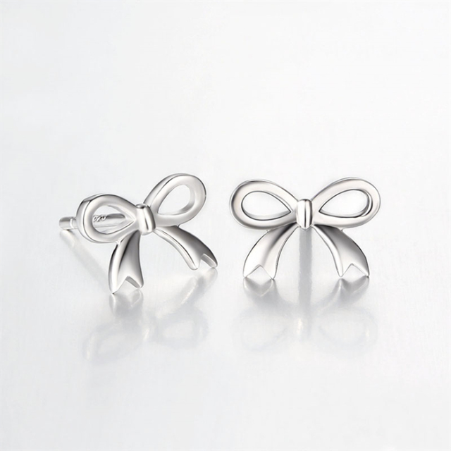 925 Sterling Silver Bow Stud Earrings