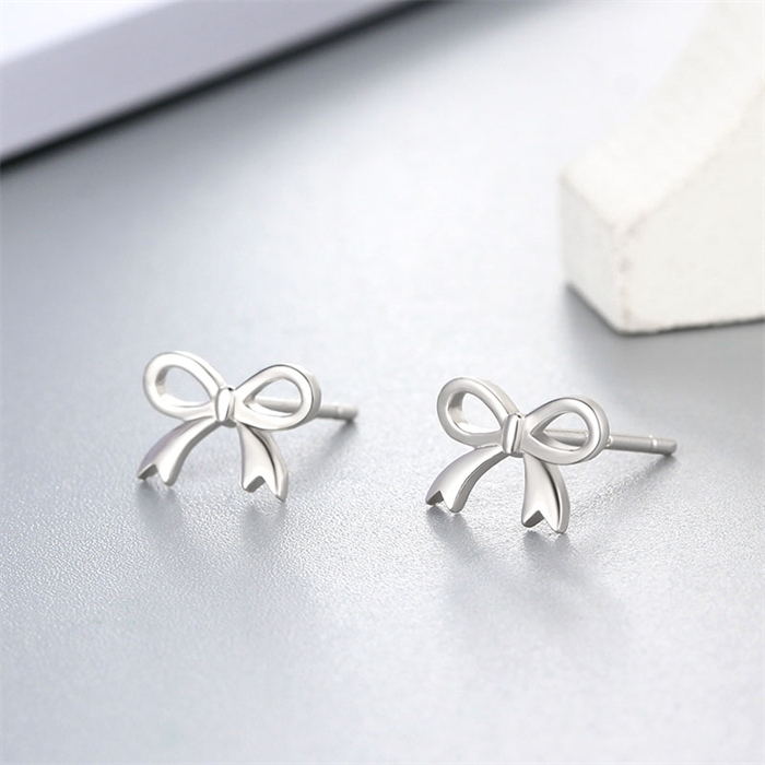 925 Sterling Silver Bow Stud Earrings