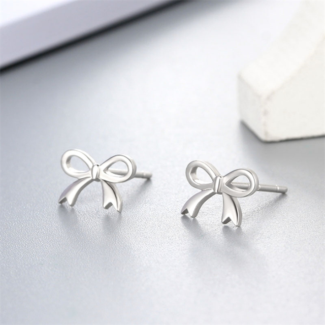 925 Sterling Silver Bow Stud Earrings