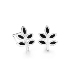 925 Sterling Silver Enamel Leaf Stud Earrings
