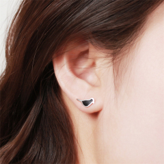 925 Sterling Silver Enamel Bird Stud Earrings