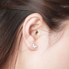925 Sterling Silver Enamel Butterfly Stud Earrings