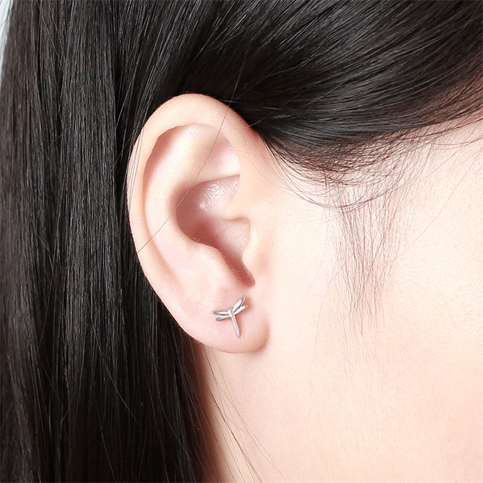 925 Sterling Silver Dragonfly Stud Earrings