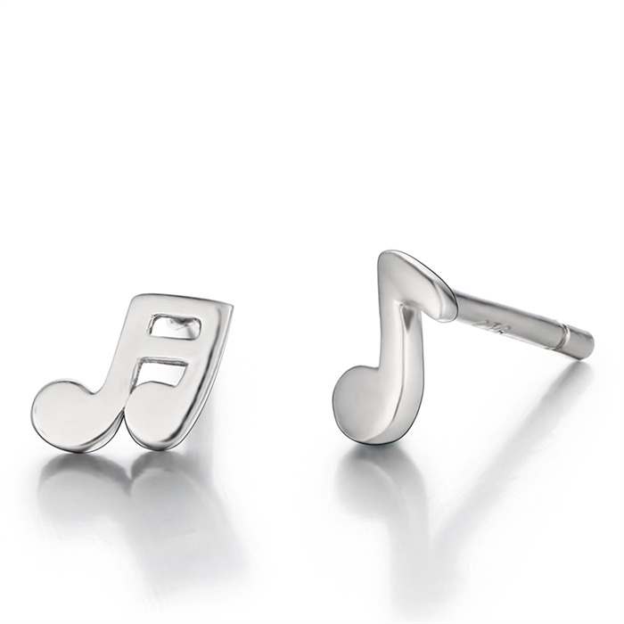 925 Sterling Silver Musical Notes Stud Earrings