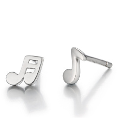 925 Sterling Silver Musical Notes Stud Earrings