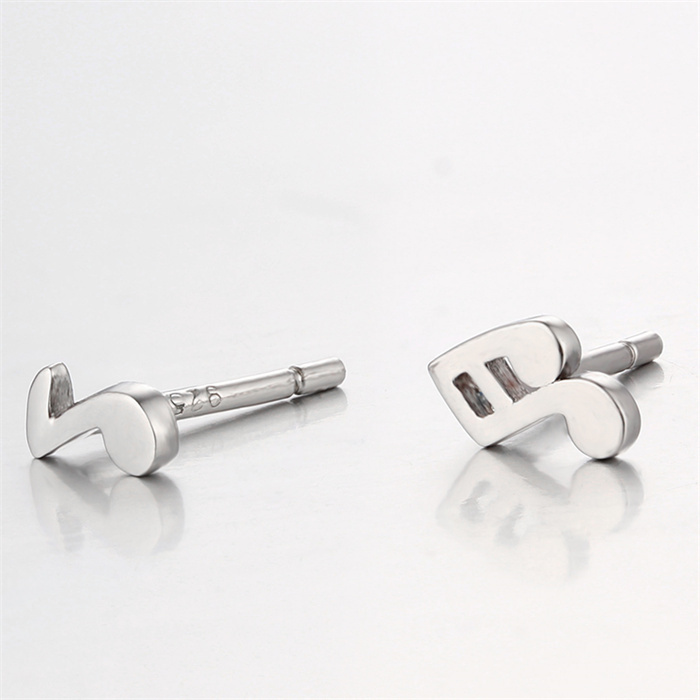 925 Sterling Silver Musical Notes Stud Earrings