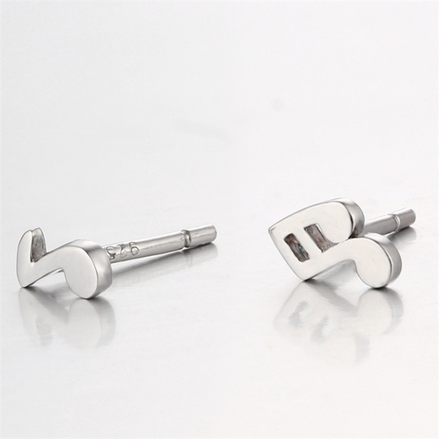 925 Sterling Silver Musical Notes Stud Earrings