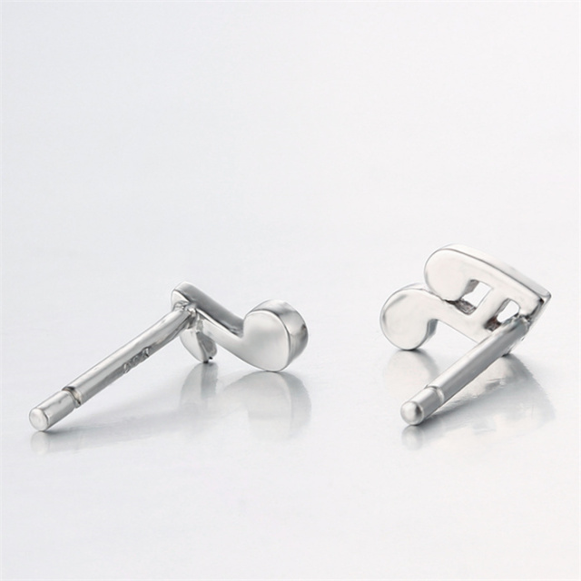 925 Sterling Silver Musical Notes Stud Earrings