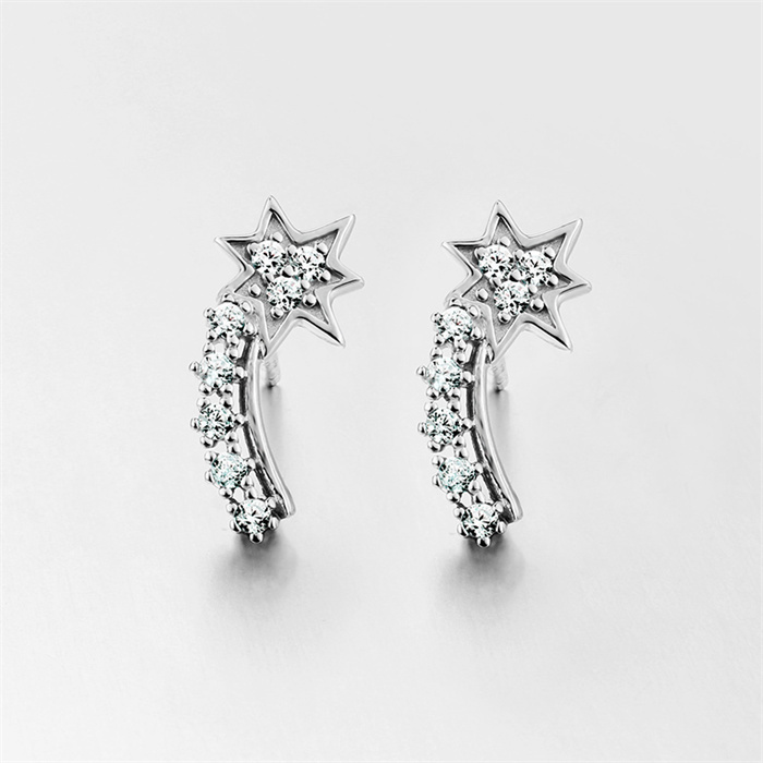 925 Sterling Silver Shine Cubic Zirconia Meteor Drop Earrings