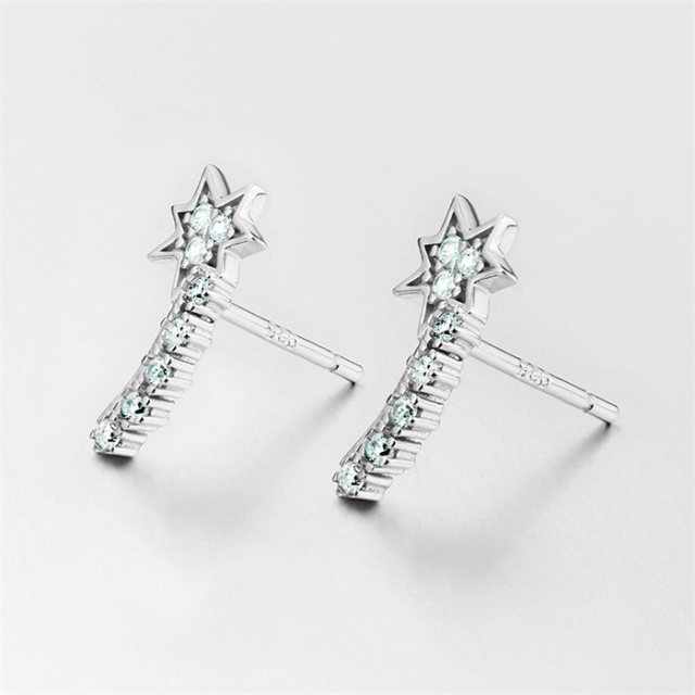 925 Sterling Silver Shine Cubic Zirconia Meteor Drop Earrings