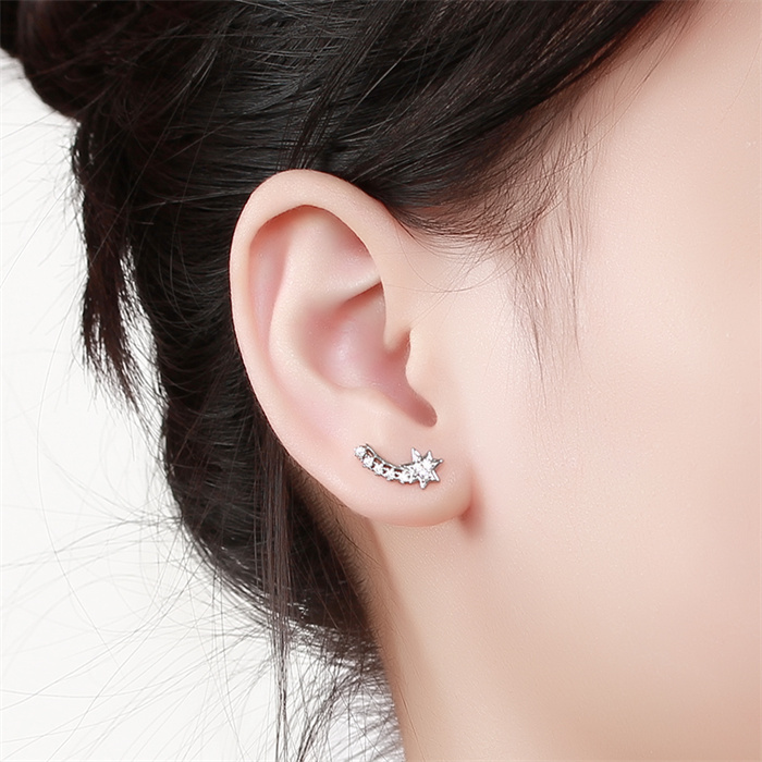 925 Sterling Silver Shine Cubic Zirconia Meteor Drop Earrings