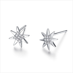 925 Sterling Silver CZ North Star Stud Earrings