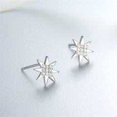 925 Sterling Silver CZ North Star Stud Earrings