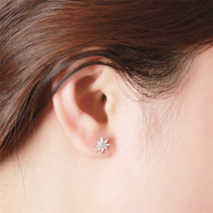 925 Sterling Silver CZ North Star Stud Earrings
