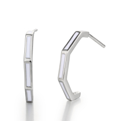 925 Sterling Silver Open Morph Pentagon Hoop Earrings