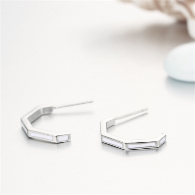 925 Sterling Silver Open Morph Pentagon Hoop Earrings