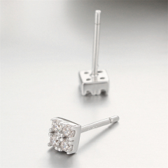 925 Sterling Silver Cubic Zirconia Square Stud Earrings