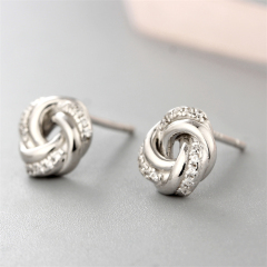 925 Sterling Silver CZ Stone Round Flower Stud Earrings