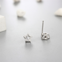 925 Sterling Silver Cubic Zirconia Hollow Star Stud Earrings