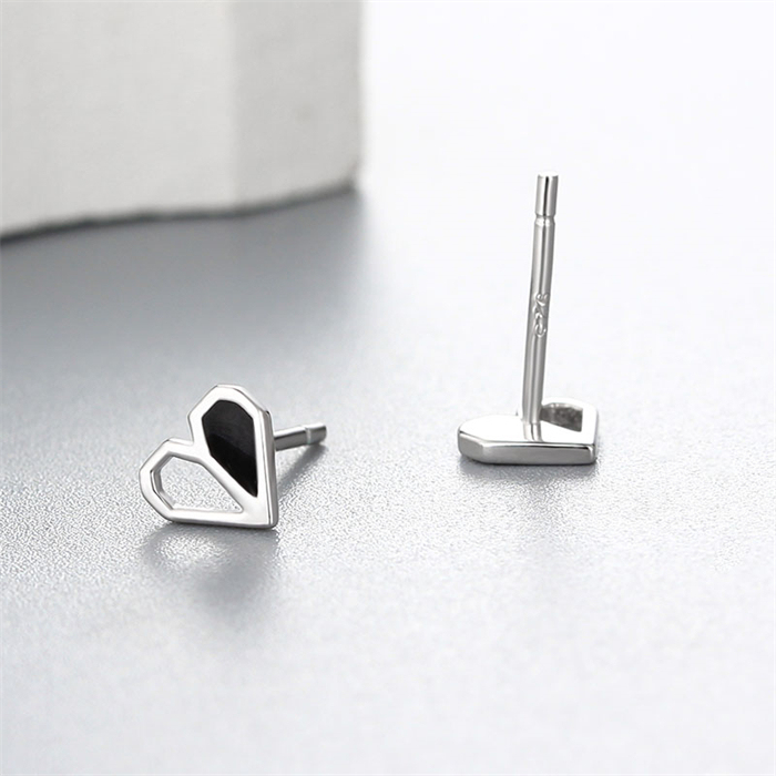 925 Sterling Silver Heart Stud Earrings