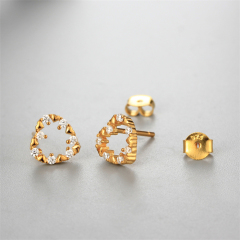 925 Sterling Silver CZ Hollow Heart Stud Earrings