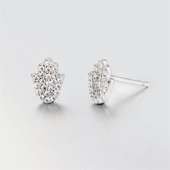 925 Sterling Silver Cubic Zirconia Hand Stud Earrings