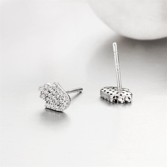 925 Sterling Silver Cubic Zirconia Hand Stud Earrings