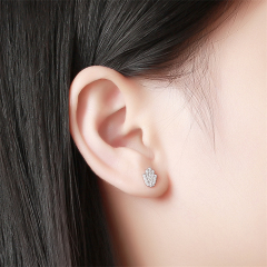 925 Sterling Silver Cubic Zirconia Hand Stud Earrings
