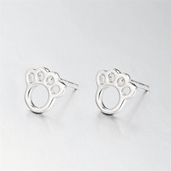 925 Sterling Silver Cute Hollow Paw Stud Earrings