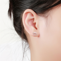925 Sterling Silver Cute Hollow Paw Stud Earrings