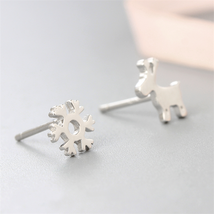 925 Sterling Silver Christmas Stud Earrings Set