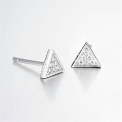 925 Sterling Silver CZ Triangle Stud Earrings