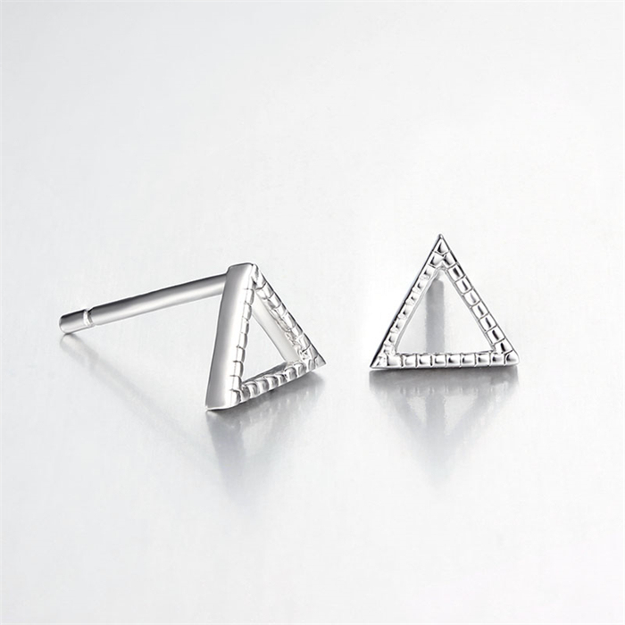 925 Sterling Silver Hollow Triangle Stud Earrings