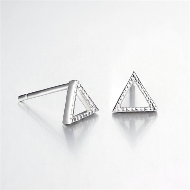 925 Sterling Silver Hollow Triangle Stud Earrings
