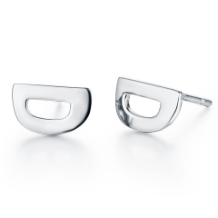 925 Sterling Silver Hollow D Stud Earrings