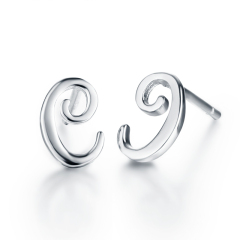 925 Sterling Silver Letter Alphabet E Stud Earrings