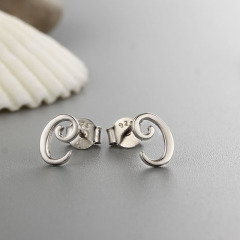 925 Sterling Silver Letter Alphabet E Stud Earrings