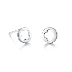 925 Sterling Silver Round Hollow Stud Earrings