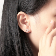 925 Sterling Silver Round Hollow Stud Earrings