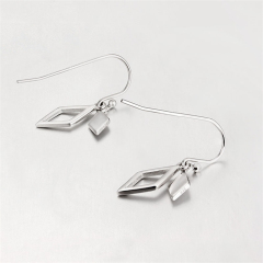 925 Sterling Silver Diamond Shaped Drop Hook Earrings