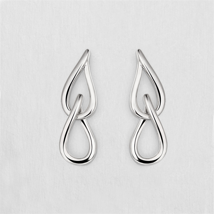 925 Sterling Silver 2 Waterdrop Shaped Drop Earrings