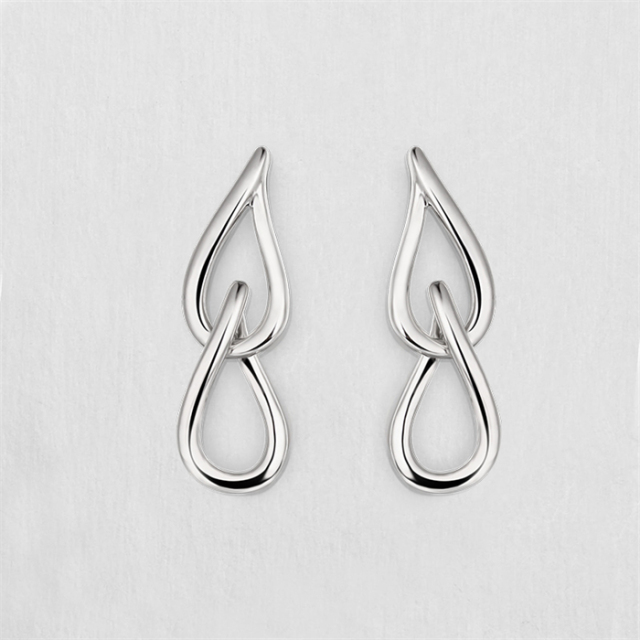 925 Sterling Silver 2 Waterdrop Shaped Drop Earrings