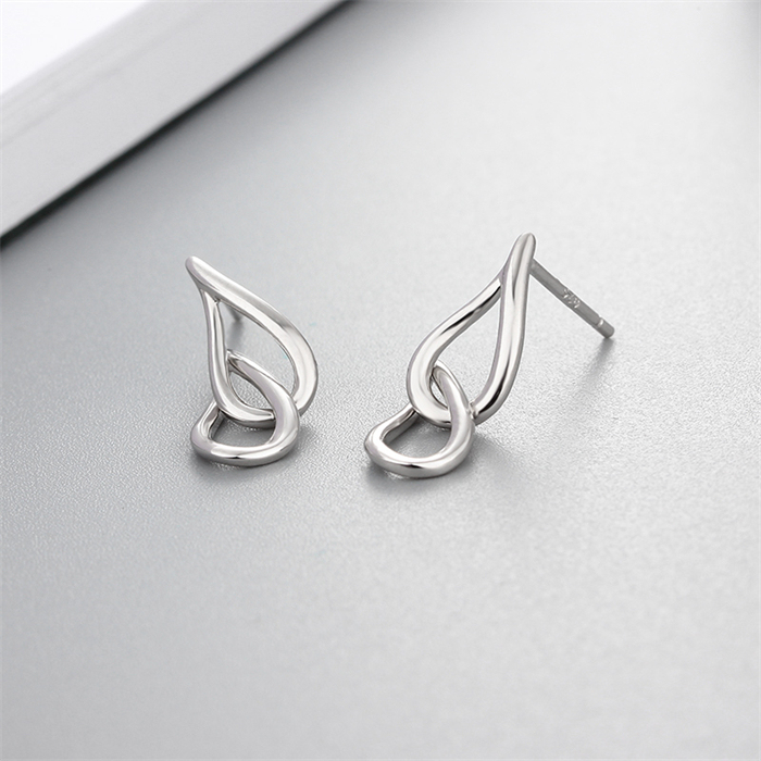 925 Sterling Silver 2 Waterdrop Shaped Drop Earrings