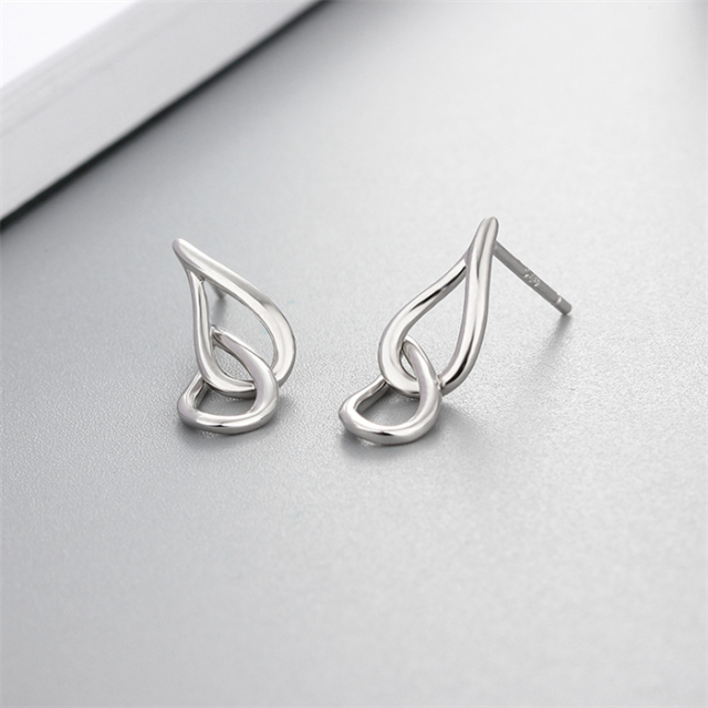 925 Sterling Silver 2 Waterdrop Shaped Drop Earrings