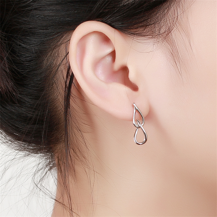 925 Sterling Silver 2 Waterdrop Shaped Drop Earrings