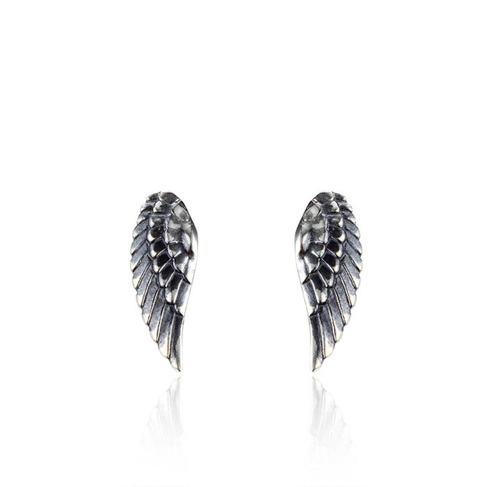 925 Sterling Silver Wing Feather Drop Earrings