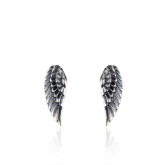 925 Sterling Silver Wing Feather Drop Earrings