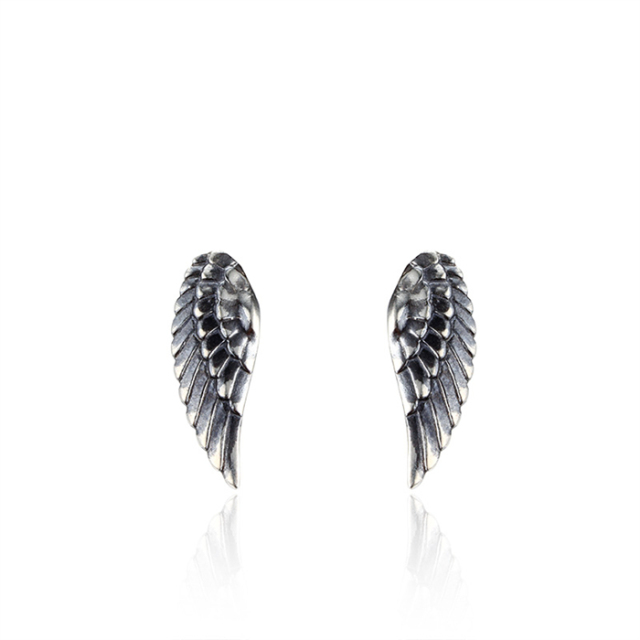 925 Sterling Silver Wing Feather Drop Earrings