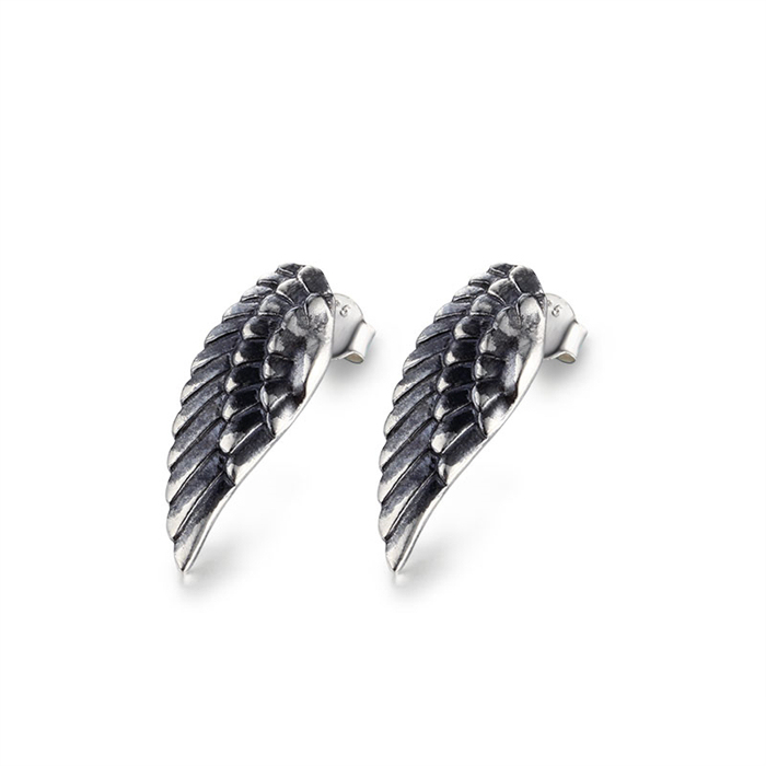 925 Sterling Silver Wing Feather Drop Earrings