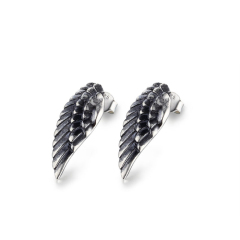 925 Sterling Silver Wing Feather Drop Earrings